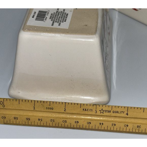Mini Loaf Pans Set of 2 Holiday Merry Christmas Stoneware Baking Dishes Unused - Picture 8 of 8